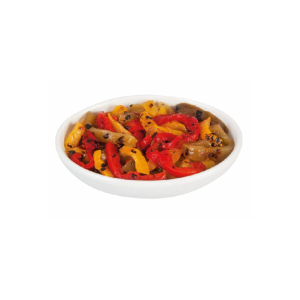 Peperoni a filetti tricolore arrostiti